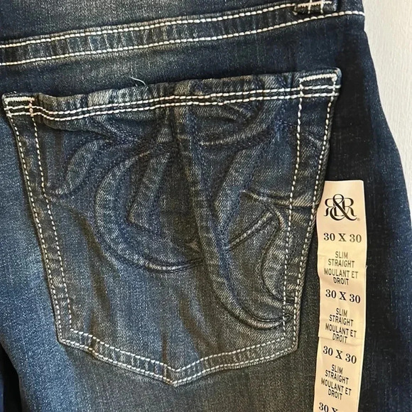 Rock & Republic 30x30 men jeans .Blue,slim straight,embroidered logo NWT - Picture 10 of 15